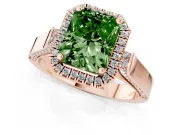 Radiant Cut Halo Engagement Ring Setting for a Fancy Green Lab-Grown Diamond | Pavé Panel Shoulders | Rose Gold