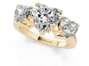 Heart-Shaped Three Stone Engagement Ring Setting | Large Side Stones | Yellow Gold