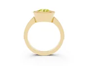 Round Milgrain Halo Engagement Ring Setting for a Fancy Yellow Lab-Grown Diamond | Pave Band | Yellow Gold