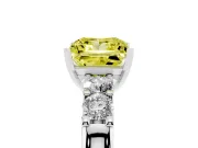 Fancy Yellow Princess Cut Diamond Five-Stone Prong Set Engagement Ring Set in Platinum with Channel Band