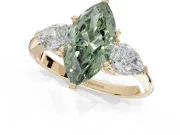 Marquise 3-Stone Engagement Ring Setting for a Fancy Green Lab-Grown Diamond | Yellow Gold