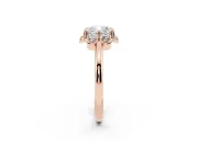 Cushion Cut Scalloped Petal Halo Engagement Ring Setting | Plain Band | Rose Gold