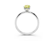 Fancy Yellow Pear Cut Diamond Solitaire Engagement Ring Set in Platinum with Prong Setting and Polished Band
