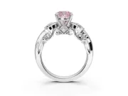 Cushion Cut Swirl Engagement Ring Setting for a Fancy Pink Lab-Grown Diamond | White Gold