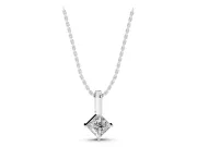 Princess Cut Lab-Grown Diamond Solitaire Pendant Necklace | Tall Bar Bail | White Gold