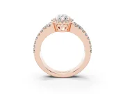 Marquise Cut Diamond Halo Ring Set in Rose gold with Pavé Split Shank and Prong Setting