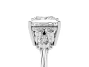 Princess Cut Cluster Accent Engagement Ring Setting | Plain Band | Sterling Silver