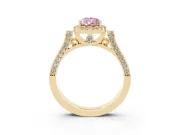 Pear-Shaped Halo Engagement Ring Setting for a Fancy Pink Lab-Grown Diamond | Pavé Panel Shoulders | Yellow Gold
