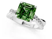 Asscher Cut Twist Engagement Ring Setting for a Fancy Green Lab-Grown Diamond | White Gold