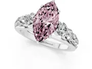 Marquise Graduated Side Stone Engagement Ring Setting for a Fancy Pink Lab-Grown Diamond | Flat Top Band | Platinum
