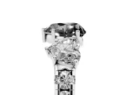 Fancy Black Heart Cut Diamond Three-Stone Ring Set in White gold with Pavé Band