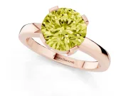 Round Tab Prong Solitaire Engagement Ring Setting for a Fancy Yellow Lab-Grown Diamond | Rose Gold