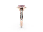 Emerald Cut Accented Halo Engagement Ring Setting for a Fancy Pink Lab-Grown Diamond | Rose Gold