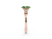 Oval Three Stone Engagement Ring Setting for a Fancy Green Lab-Grown Diamond | Round Side Stones | Rose Gold