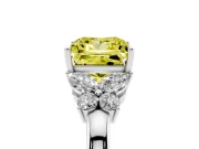 Fancy Yellow Princess Cut Diamond Solitaire Floral Ring Set in Silver with Marquise Petals and Prong Setting