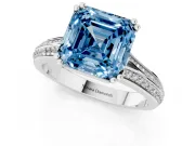Asscher Cut Split Shank Engagement Ring Setting for a Fancy Blue Lab-Grown Diamond | Pave Band | White Gold