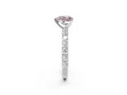 Heart-Shaped Shared Prong Engagement Ring Setting for a Fancy Pink Lab-Grown Diamond | Two-Row Band | Sterling Silver