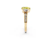 Pear-Shaped Three Stone Engagement Ring Setting for a Fancy Yellow Lab-Grown Diamond | Graduated Pave Band | Yellow Gold