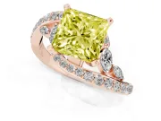 Princess Cut Bypass Engagement Ring Setting for a Fancy Yellow Lab-Grown Diamond | Rose Gold