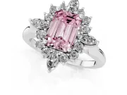 Emerald Cut Engagement Ring Setting for a Fancy Pink Lab-Grown Diamond | Sterling Silver - Design NV-24790