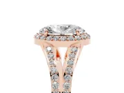 Oval Halo Engagement Ring Setting | V-Split Pavé Band | Rose Gold
