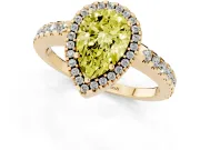Pear-Shaped Pave Halo Engagement Ring Setting for a Fancy Yellow Lab-Grown Diamond | Yellow Gold