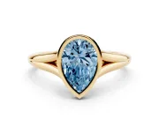 Pear-Shaped Bezel Engagement Ring Setting for a Fancy Blue Lab-Grown Diamond | Yellow Gold