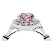Oval Halo Engagement Ring Setting for a Fancy Pink Lab-Grown Diamond | Bezel Stations | Platinum