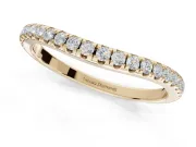 Round Lab-Grown Diamond Pavé Curved Half Eternity Wedding Band | Rounded Edges | Yellow Gold