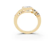 Heart-Shaped Bezel Bypass Engagement Ring Setting | Round Side Stones | Yellow Gold