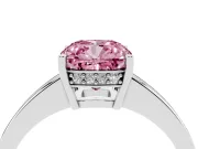 Cushion Cut Pave Solitaire Engagement Ring Setting for a Fancy Pink Lab-Grown Diamond | Accented Basket | White Gold