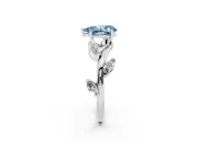Pear-Shaped Twisted Vine Engagement Ring Setting for a Fancy Blue Lab-Grown Diamond | Marquise Leaves | Sterling Silver