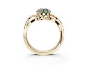 Round Bypass Solitaire Engagement Ring Setting for a Fancy Green Lab-Grown Diamond | Pavé Strands | Yellow Gold