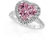 Heart-Shaped Halo Engagement Ring Setting for a Fancy Pink Lab-Grown Diamond | Tapered Band | Platinum