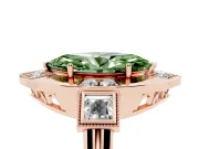 Marquise Milgrain Sectioned Halo Engagement Ring Setting for a Fancy Green Lab-Grown Diamond | Rose Gold