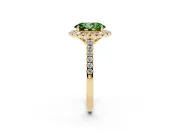 Oval Raised Halo Engagement Ring Setting for a Fancy Green Lab-Grown Diamond | Yellow Gold