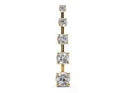 Round Lab-Grown Diamond Graduated Vertical Bar Pendant Necklace | Prong Baskets | Yellow Gold