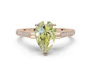 Pear-Shaped Vintage Cathedral Engagement Ring Setting for a Fancy Yellow Lab-Grown Diamond | Carved Band | Rose Gold