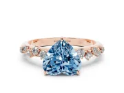 Heart-Shaped Graduated Solitaire Engagement Ring Setting for a Fancy Blue Lab-Grown Diamond | Rose Gold