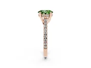 Oval Hidden Halo Pave Engagement Ring Setting for a Fancy Green Lab-Grown Diamond | Claw Prongs | Rose Gold