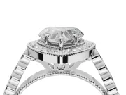 Heart-Shaped Milgrain Halo Engagement Ring Setting | Graduated Bezel Accents | Sterling Silver