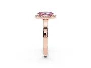 Oval Thin Halo Engagement Ring Setting for a Fancy Pink Lab-Grown Diamond | Plain Band | Rose Gold