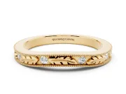 Round Diamond Bezel Eternity Band Set in Yellow gold with Milgrain Detailing