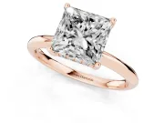 Princess Cut Diamond Solitaire Engagement Ring Set in Rose gold with Prong Setting and Polished Band