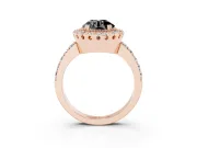 Round Vintage Milgrain Halo Engagement Ring Setting for a Black Center | Pierced Gallery | Rose Gold