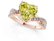 Heart-Shaped Twisted Pave Engagement Ring Setting for a Fancy Yellow Lab-Grown Diamond | Split Shank | Rose Gold