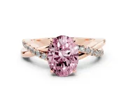 Oval Crossover Engagement Ring Setting for a Fancy Pink Lab-Grown Diamond | Rose Gold