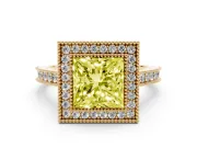 Princess Cut Halo Engagement Ring Setting for a Fancy Yellow Lab-Grown Diamond | Yellow Gold - Design NV-24721
