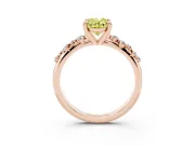 Fancy Yellow Oval Cut Diamond Solitaire Vine Band Ring Set in Rose gold with Round Accents and Prong Setting