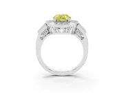 Fancy Yellow Pear Cut Diamond Milgrain Halo Ring Set in Silver with Split Shank